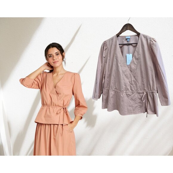 Women' Long Leeve Wrap Top - a New Day™ Bluh - Picture 1 of 7